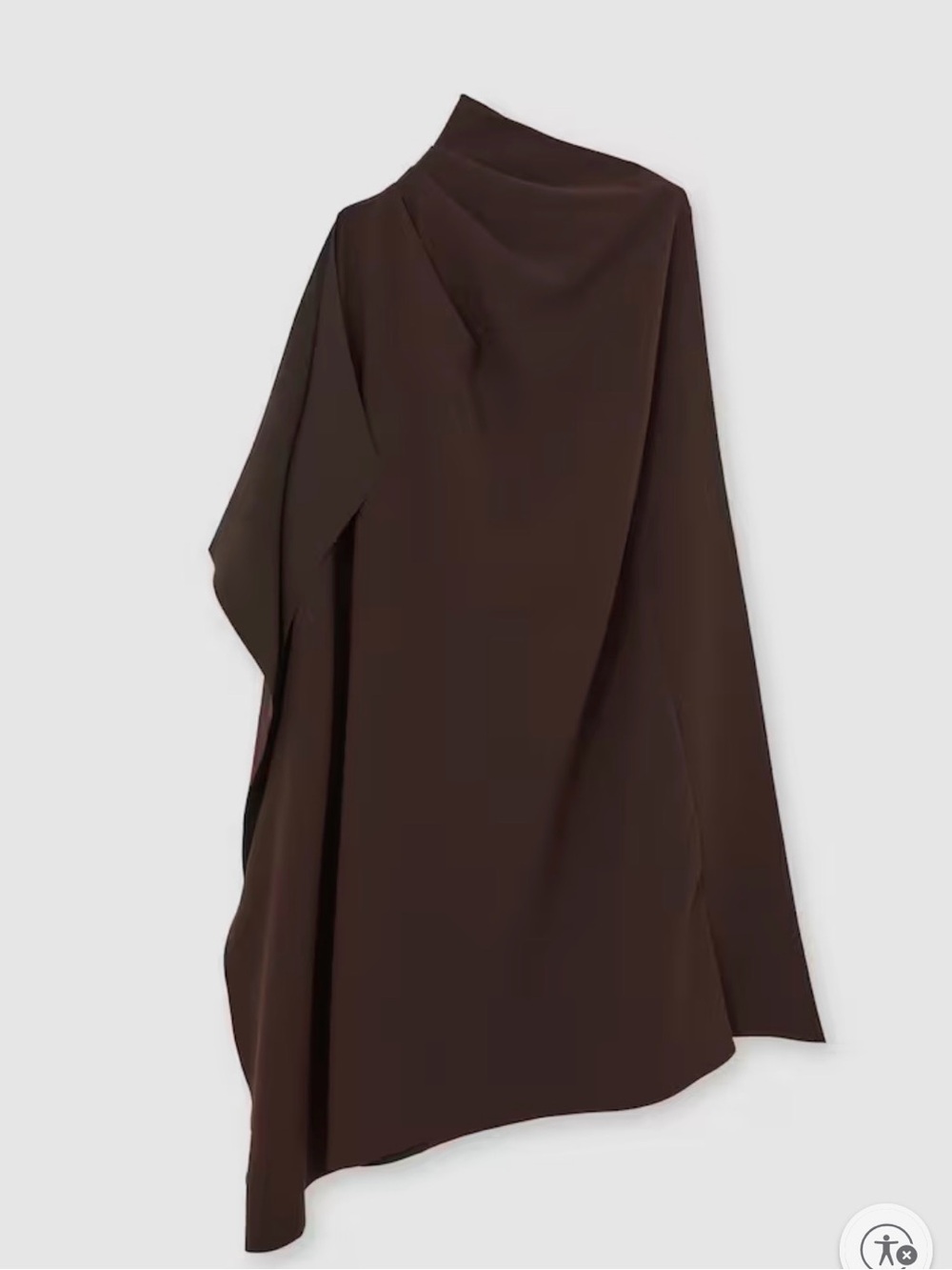 Reiss Dark Brown Asymmetric Draped Shift Dress - Picture 3 of 4